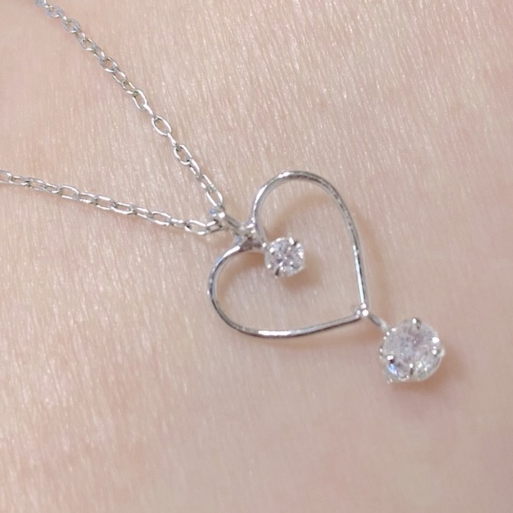 Silver Heart Pendant Delicate Necklace
